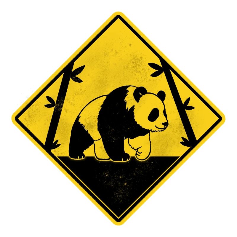 Panda panneau de signalisation jaune