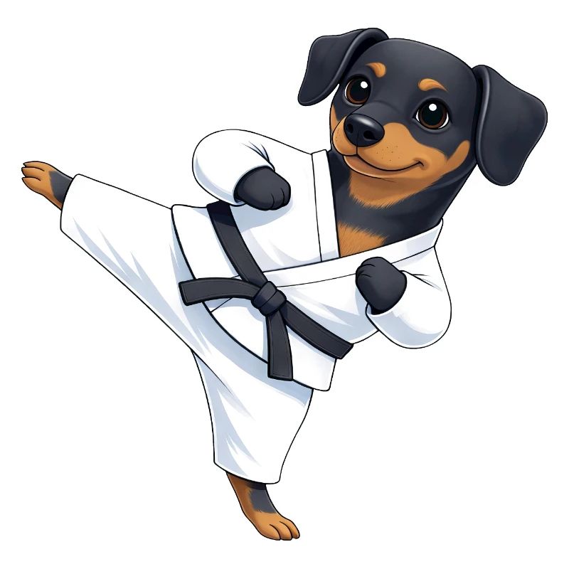 Dessin animé mignon de karaté en karaté Rottweiler