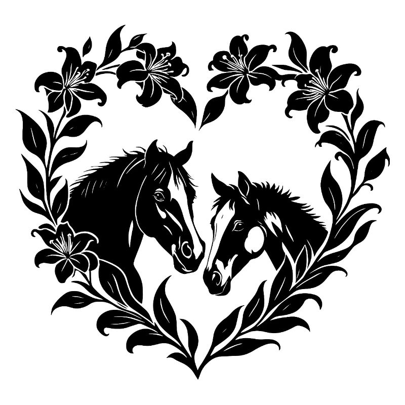 Pferdeherz Blumen Silhouette Liebeskunst