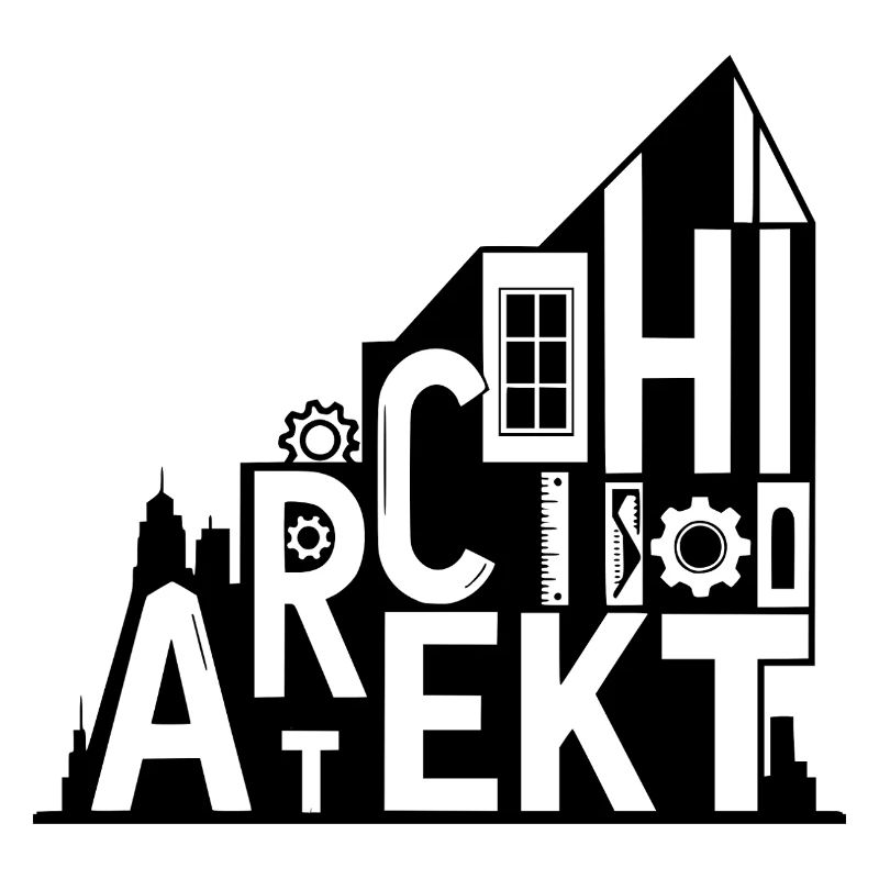 Architect Typography with Architectural Symbols