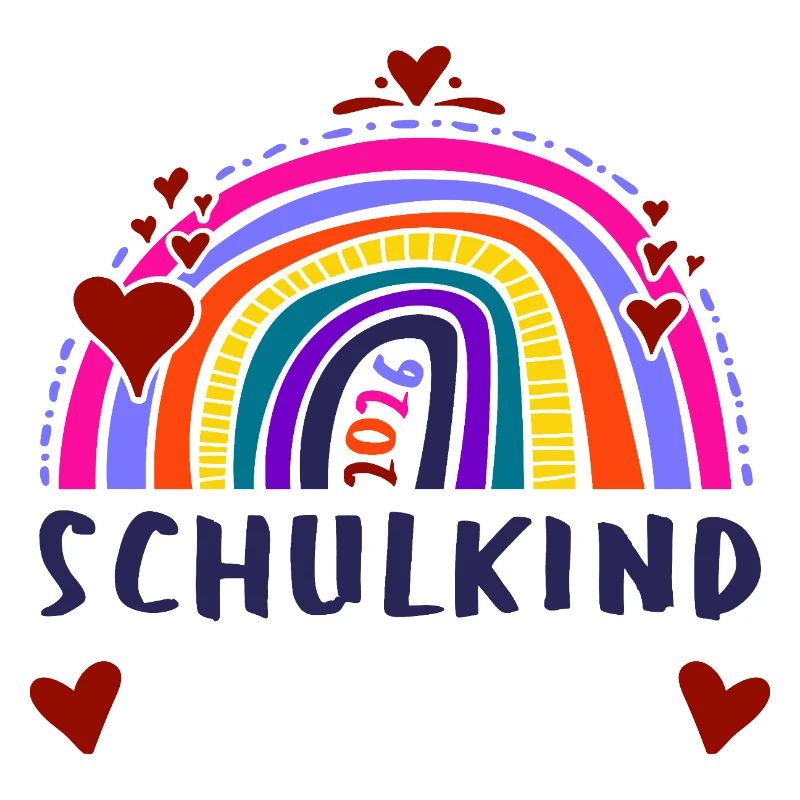 Schulkind 2026 - Regenbogen - Mit Name vom Kind