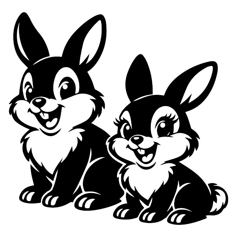 Two Bunnies Line Style