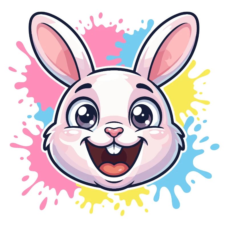Fröhliche Hasen-Illustration mit Farbspritzern