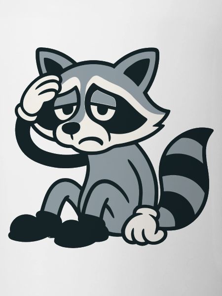 Tired raccoon with headache