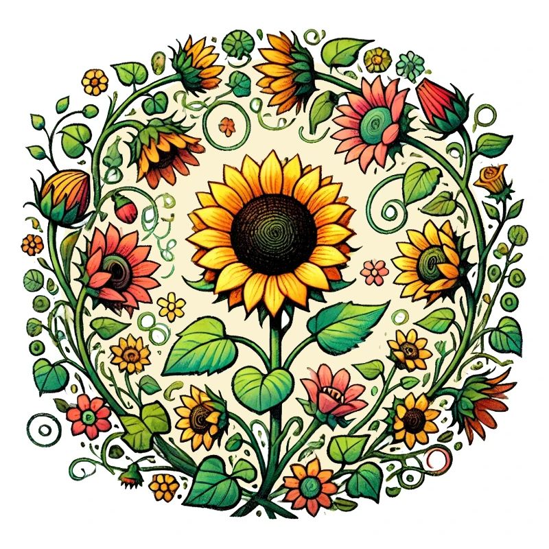Mandala circulaire du tournesol