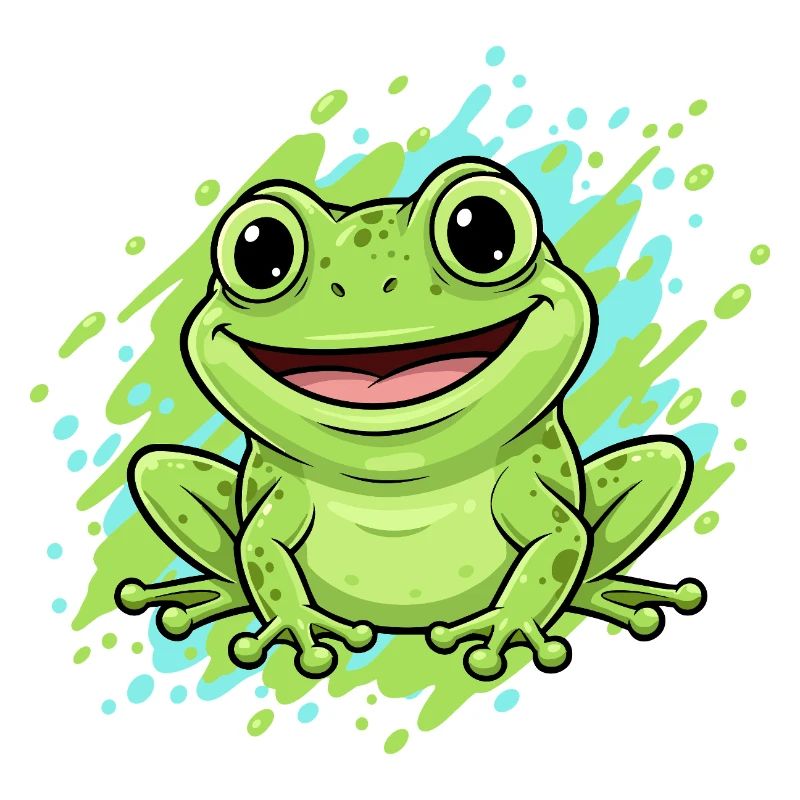 Dessin animé joyeux de grenouilles éclaboussures