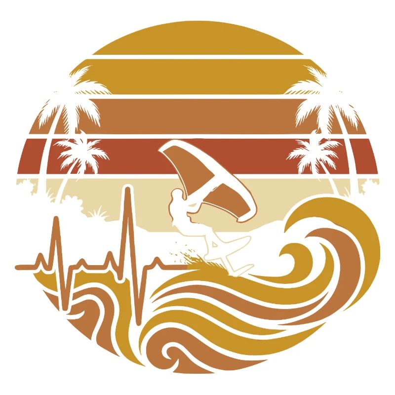 Sunset Surfing Palm Trees