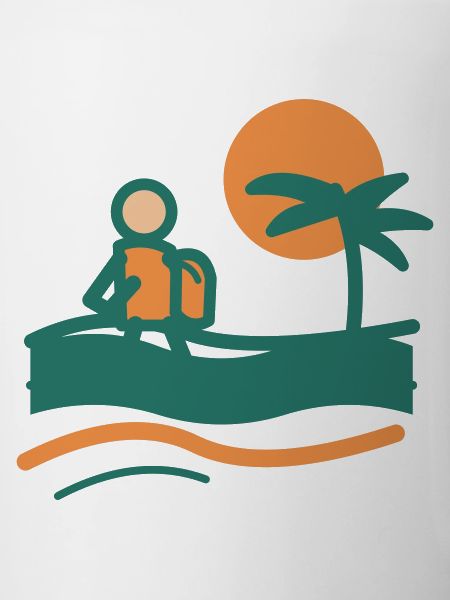 Backpacker am Palmenstrand