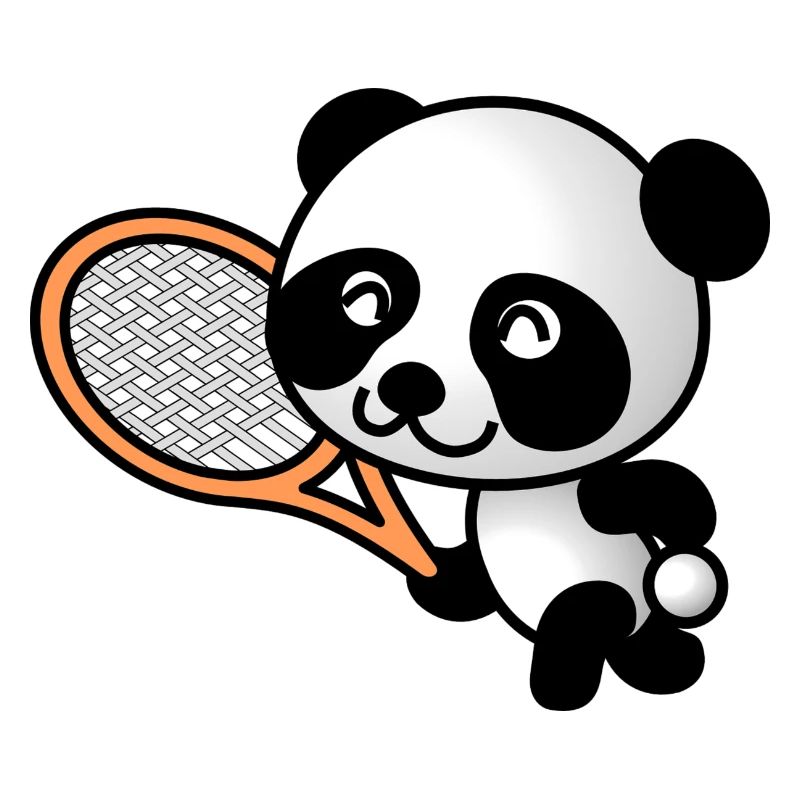 Panda doux avec raquette de tennis
