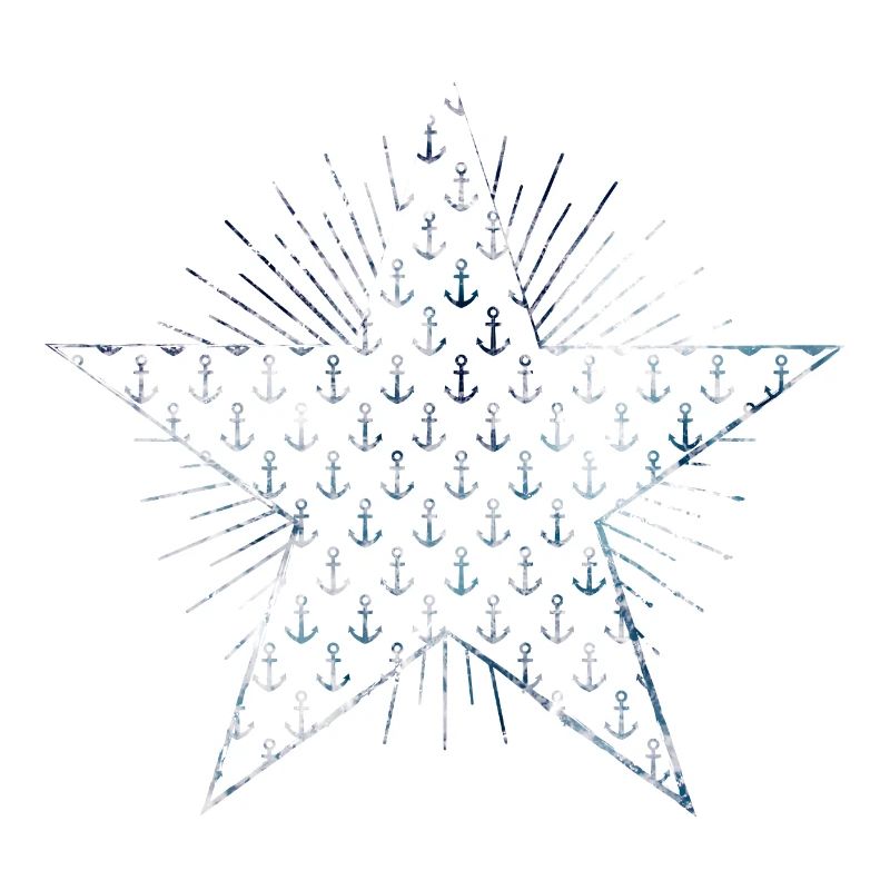 Star with anchor pattern and sunbeams