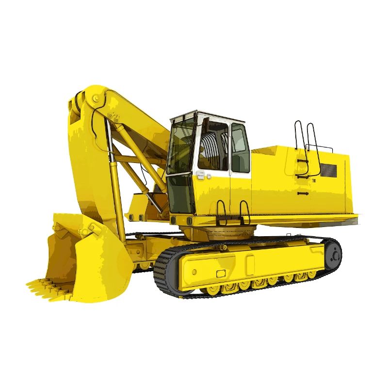 Yellow excavator, backhoe, industry