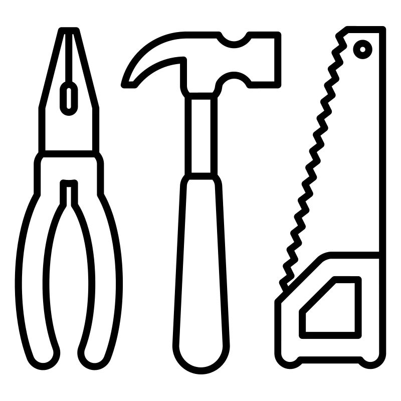 Tools - pliers, hammer and saw