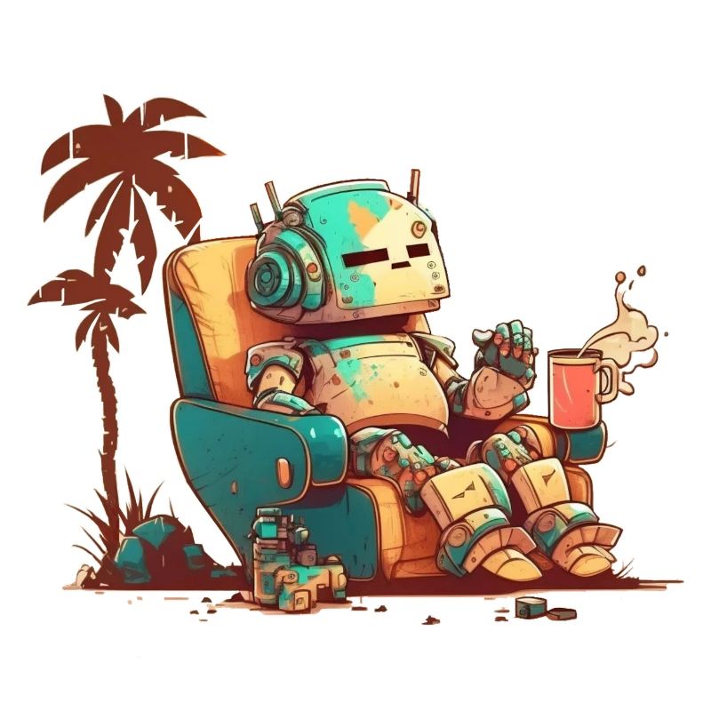 Resting old robot without background