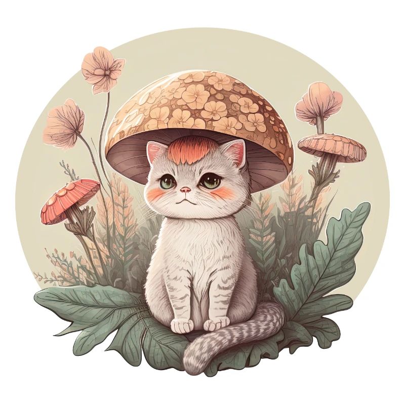 Aesthetic Cat Toadstool Hat Mushroom Cottagecore