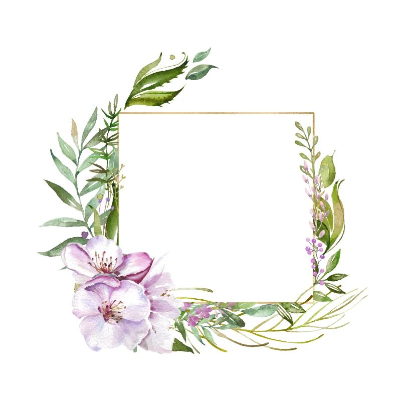 Fleurs vertes, violettes, personnalisables