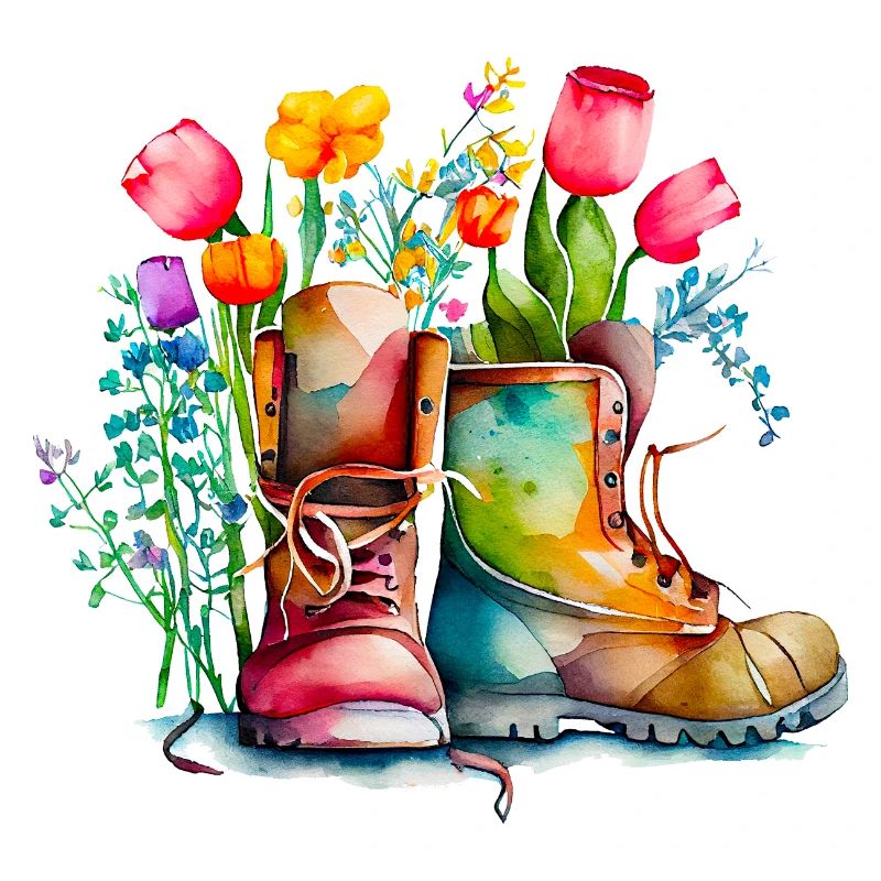 Gartenstiefel mit Blumen, Gartenfreude, Gärtner