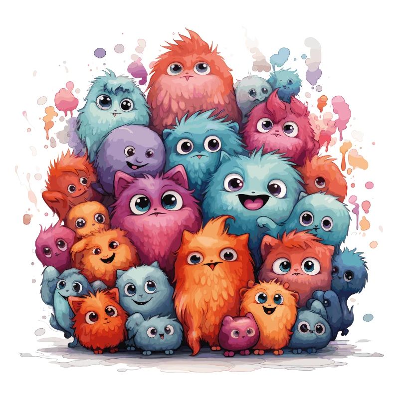 groupe mignon de monstres