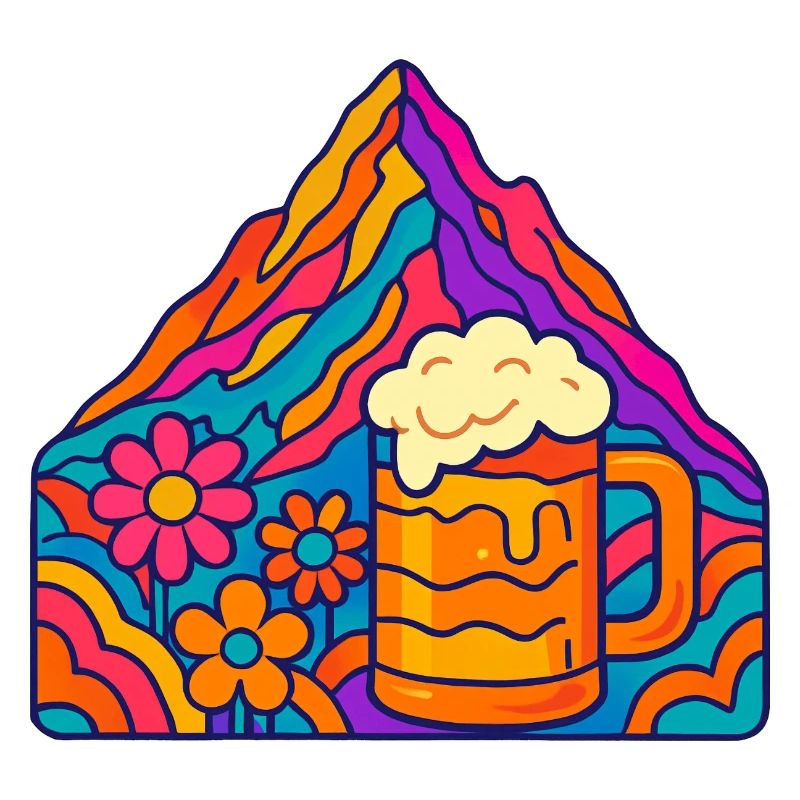 Lebendige Berglandschaft mit Bierglas