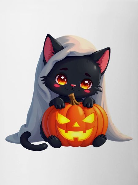 Halloween Cat with Halloween Pumpkin