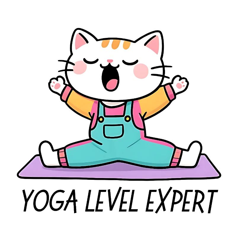 Kawaii Cat Yoga on Mat