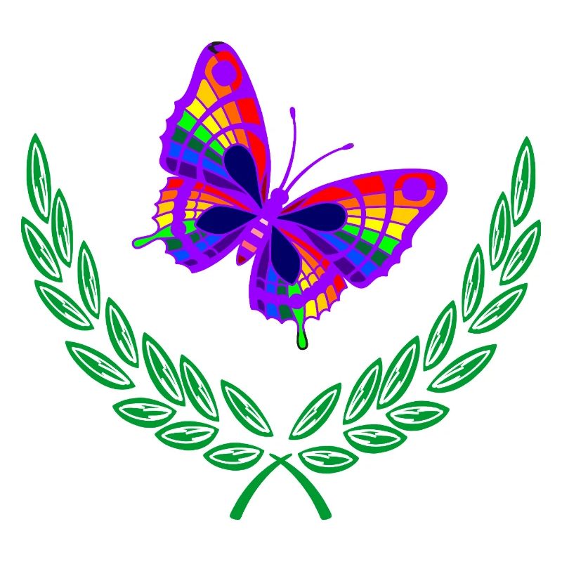 Papillon en couronne de laurier vert