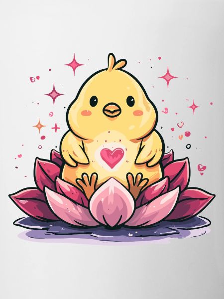 Chick on lotus heart