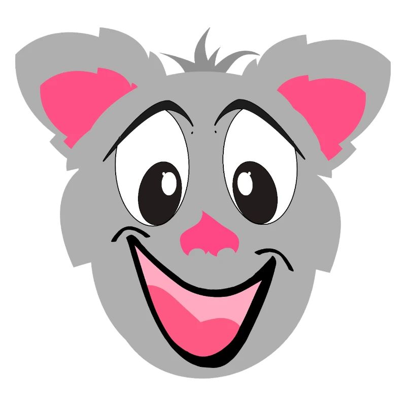 Visage de dessin animé de chat Kawaii gris