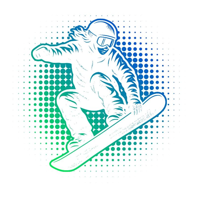 Neon Snowboarder Halftone