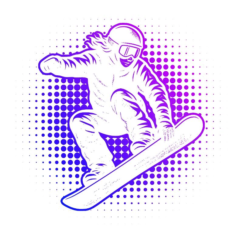 Neon Snowboarder Retro Vaporwave