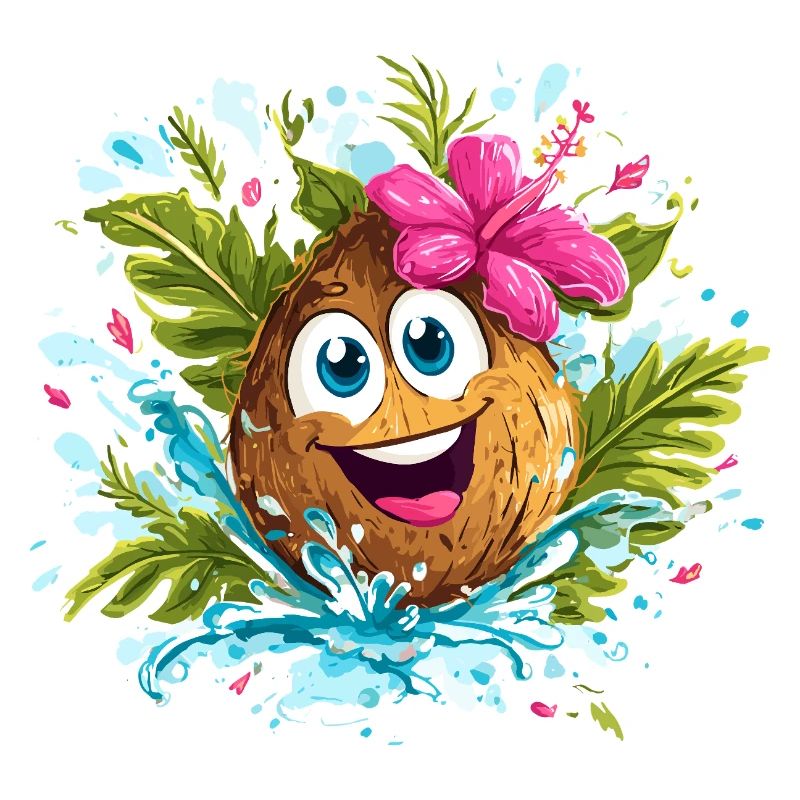 Tropical Coconut Cheerful Illustration