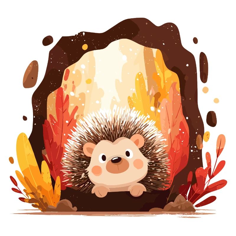 Hedgehogs in the autumn forest