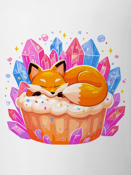 Sleeping fox in crystal cupcake