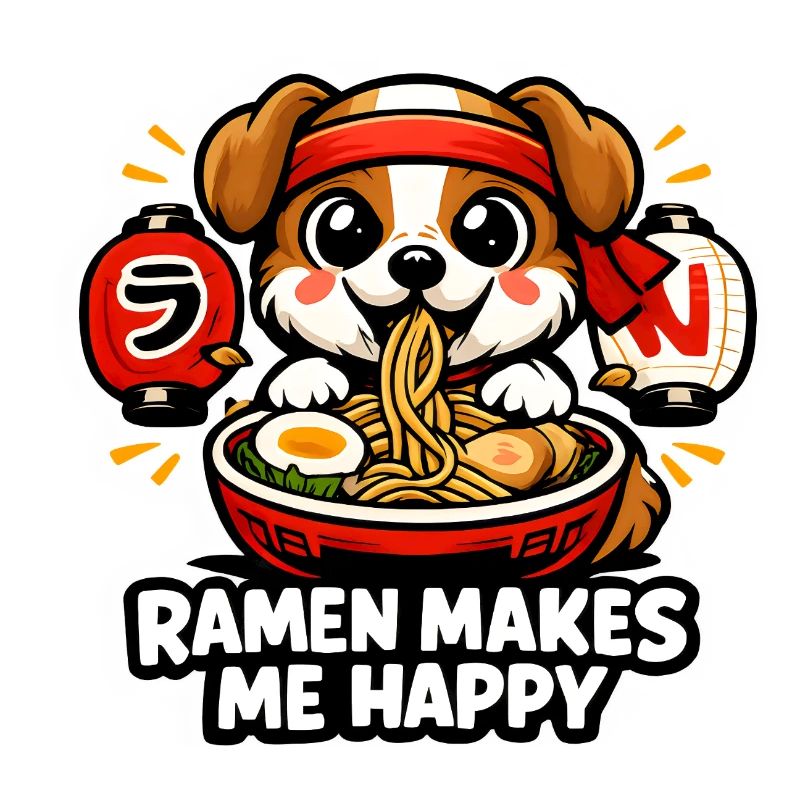 Ramen Makes Me Happy Dog