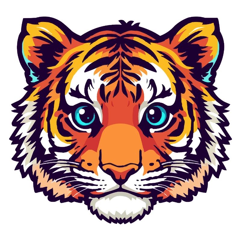 Illustration colorée de tête de tigre