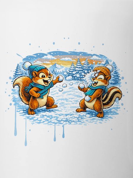 Funny snowball fight with chipmunks