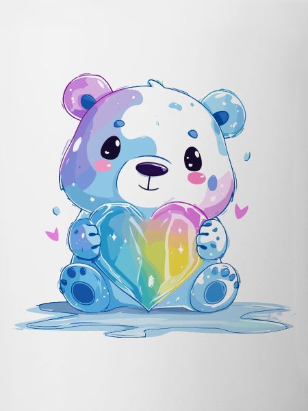 Cute polar bear with rainbow heart
