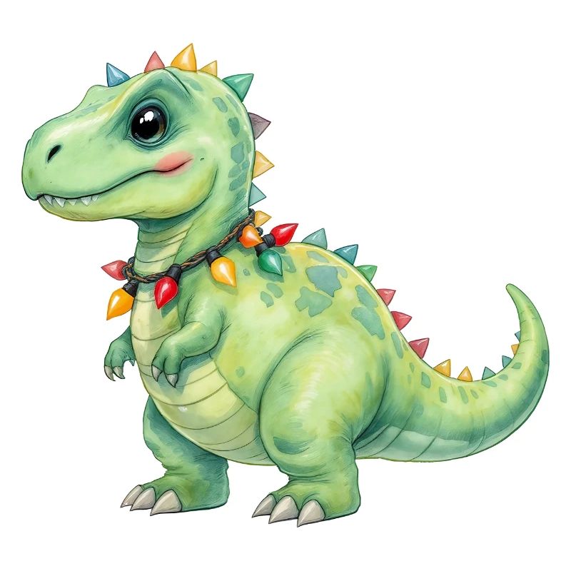 Bunter Dino mit Lichterkette