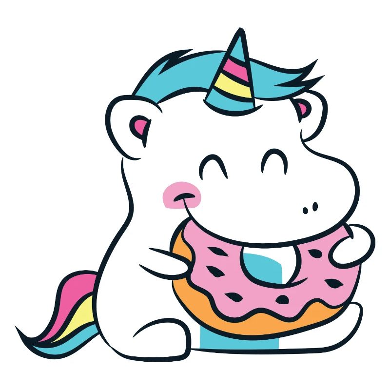 Kawaii Einhorn-Hippo mit Donut