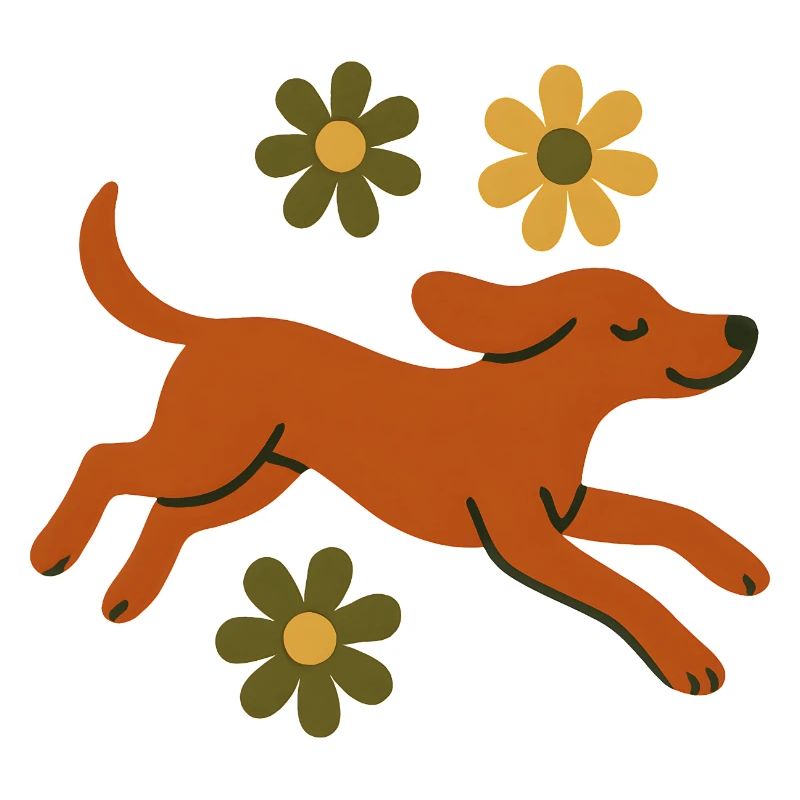 Chien joyeux dans le parc de fleurs