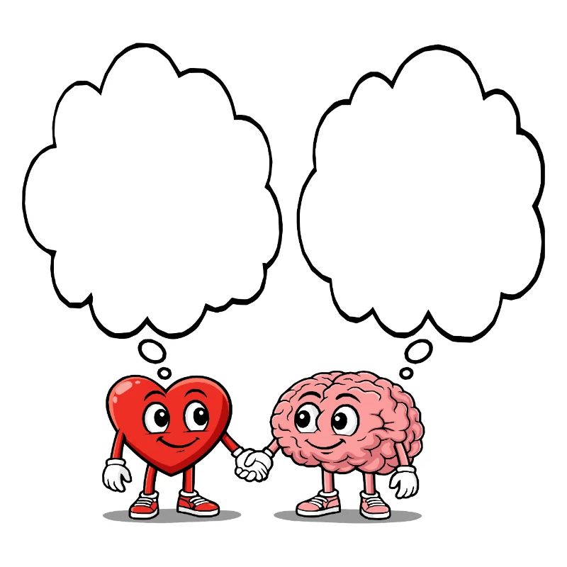 Heart and brain holding hands