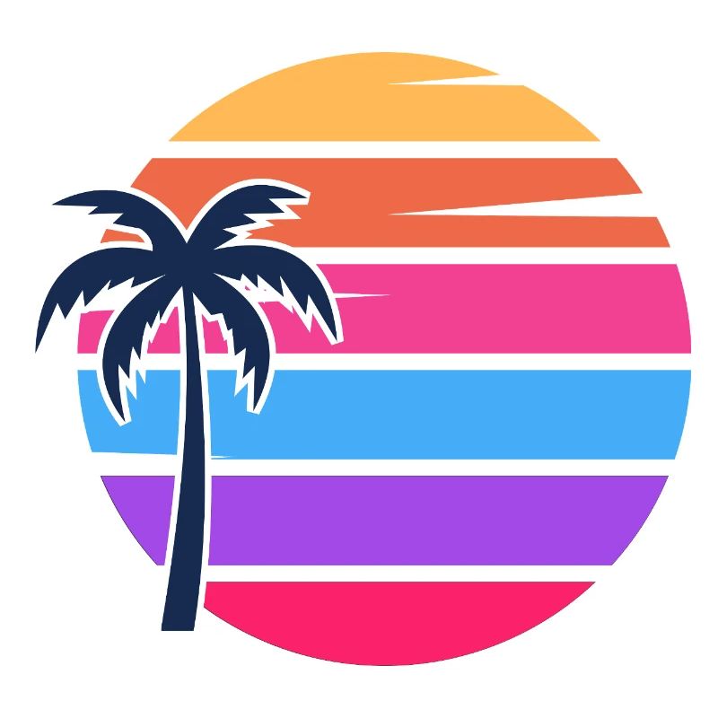 Retro Sunset Palm Circle