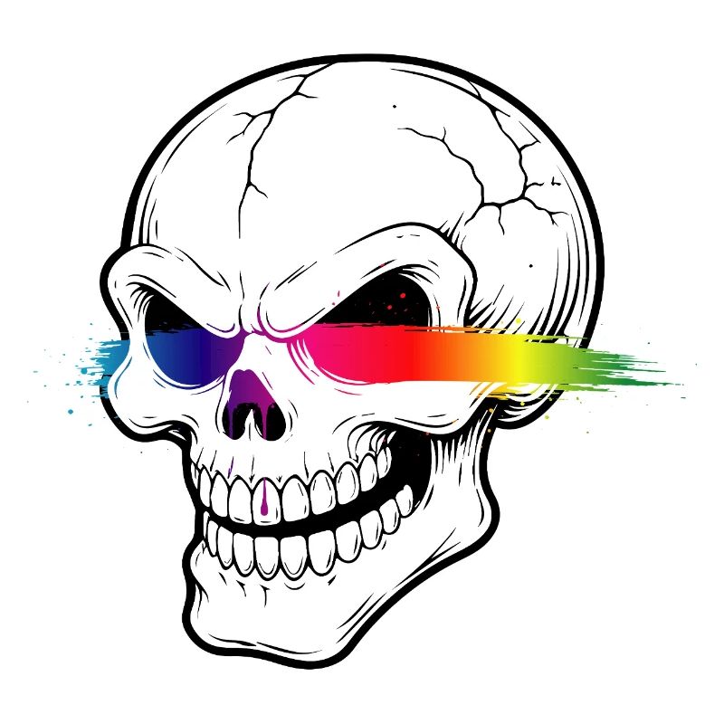 Conception des yeux laser arc-en-ciel néon crâne