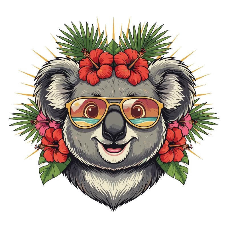 Tropical koala with sunglasses