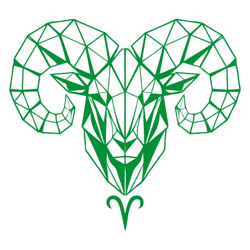 Tête de bélier géométrique verte