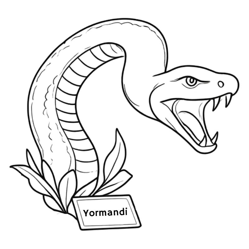 Cobra-Wappen-Linienkunst mit Laub