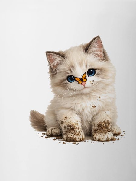 Little cute kitten with mud paws