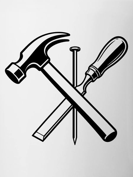 Carpenter Tool Hammer Nail Motif