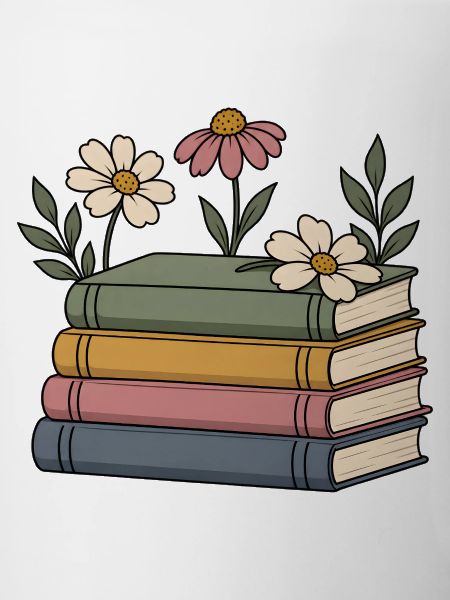 Bücher und Wildblumen