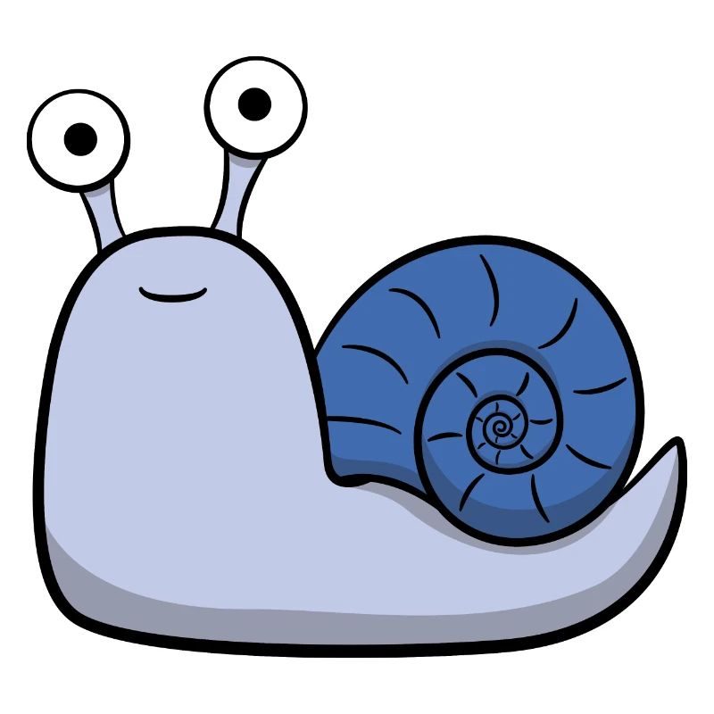 Escargot mignon avec maison en bleu