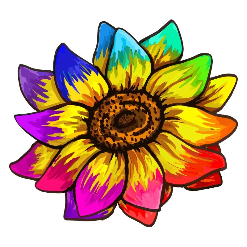 Sonnenblume in Regenbogenfarben